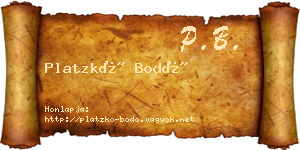 Platzkó Bodó névjegykártya